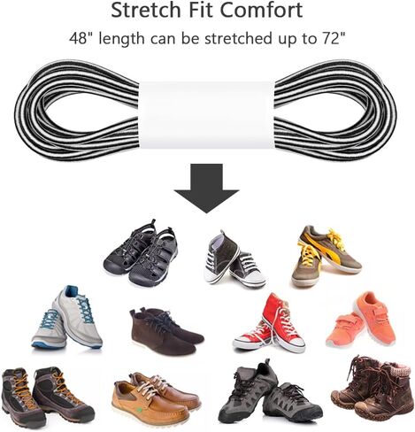 Elastic Shoe Laces, No Tie Shoe Laces Tieless for Adults, Elderly, One Size Fit All in Saudi Arabia