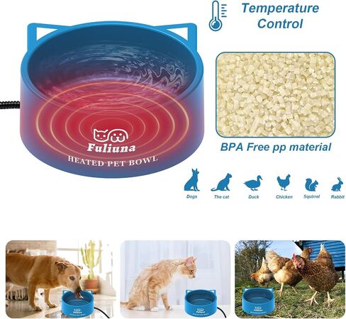 Large Heated Water Bowl, Outdoor Heated Dog Bowl with Chew Resistant Power Cord, Thermal Bowl Provide Drinkable Water in Winter, Heated Pet Bowl for Dog Cat Rabbit Chicken Duck Grey0.85 Gal in Saudi Arabia