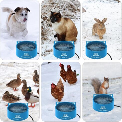 Large Heated Water Bowl, Outdoor Heated Dog Bowl with Chew Resistant Power Cord, Thermal Bowl Provide Drinkable Water in Winter, Heated Pet Bowl for Dog Cat Rabbit Chicken Duck Grey0.85 Gal in Saudi Arabia