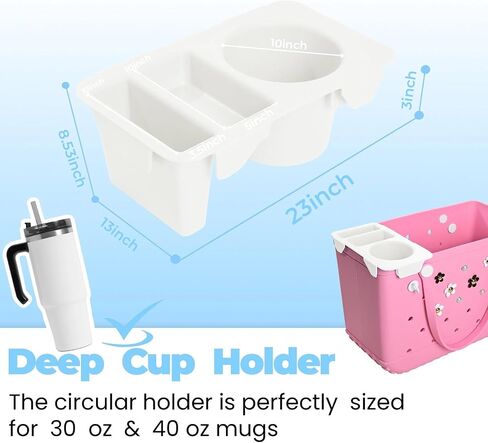 Bogg Bag Topper Tray Accessory Fits Medium, Bitty & Large Sizes Phone Holder, Divider & Organizer for Bogg Tote Bags（White） in Saudi Arabia