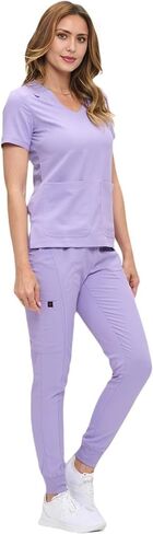 M&M Scrubs Women's Ultra-Soft Luxe Stretch Scrub Scrub Set V-Neck Top & Jogger Bants مع جيوب-حجم عادي وملغى صغير in Kuwait