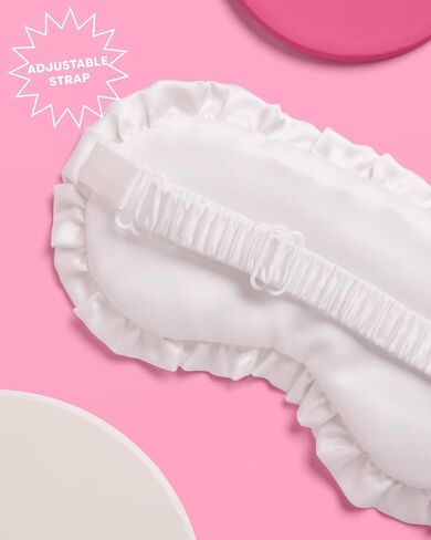 xo, Fetti Ruffled Bride Sleep Mask, White Satin + Blue Embroidery | Bachelorette Party Decorations, Bridal Shower Accessory, Bride to Be Party Favor, Bridesmaid Gift in Saudi Arabia