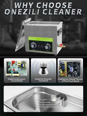 منظف ​​المجوهرات بالموجات فوق الصوتية ONEZILI 3L 0.8gal 120 وات منظف المجوهرات بالموجات فوق الصوتية مع سخان ومؤقت لأجزاء الأدوات ساعة المكربن ​​نظارات أسنان عملة in Kuwait