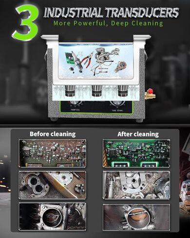 منظف ​​المجوهرات بالموجات فوق الصوتية ONEZILI 3L 0.8gal 120 وات منظف المجوهرات بالموجات فوق الصوتية مع سخان ومؤقت لأجزاء الأدوات ساعة المكربن ​​نظارات أسنان عملة in Kuwait