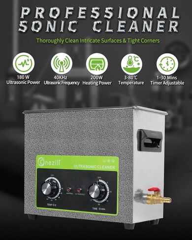 منظف ​​المجوهرات بالموجات فوق الصوتية ONEZILI 3L 0.8gal 120 وات منظف المجوهرات بالموجات فوق الصوتية مع سخان ومؤقت لأجزاء الأدوات ساعة المكربن ​​نظارات أسنان عملة in Kuwait