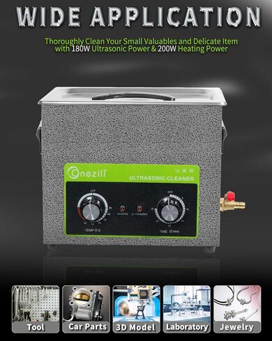 منظف ​​المجوهرات بالموجات فوق الصوتية ONEZILI 3L 0.8gal 120 وات منظف المجوهرات بالموجات فوق الصوتية مع سخان ومؤقت لأجزاء الأدوات ساعة المكربن ​​نظارات أسنان عملة in Kuwait