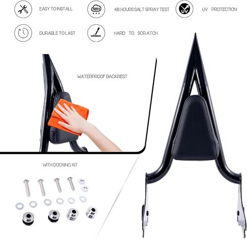 مسند Sissy Bar Passenger Budge لـ Harley Davidson Touring Road King Street Road Glide Glide Electra Glide (Gloss Black-One-Biece ، Touring 2009-2023) in Kuwait