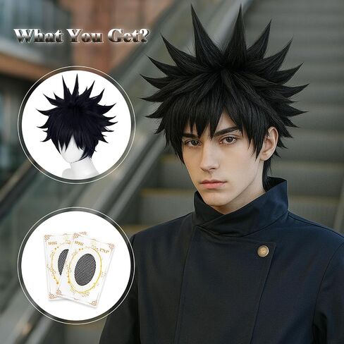 Silver Anime Cosplay Halloween Wig: Men Silver Silver Cosplay شعر مستعار + 2 أغطية شعر ، شعر مستعار قصير اصطناعي مع الانفجارات ، عيد الهالوين وعيد الميلاد أحداث أنيمي تصفيفة الشعر للرجال والمراهقين in Kuwait