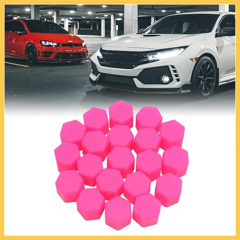 20pcs 17mm الوردي مضيعة للعجلة العجلة Lug Nut Bolt Hub Cover Cover Cap Presctive Auto Parts in Saudi Arabia