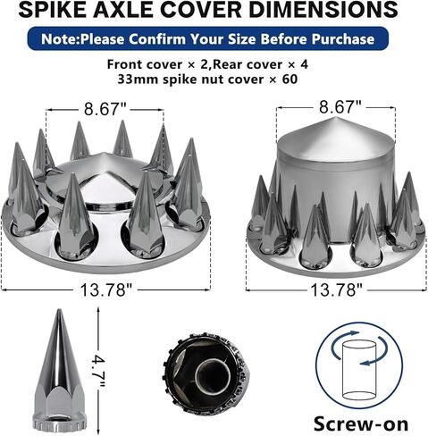 غطاء عجلة المحور الكامل المنتفخ مع أغطية جوز خطوط الخيط 33 مم (2 أمامي) in Kuwait