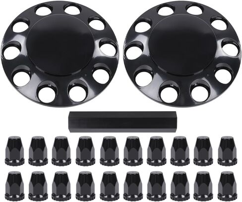 G-plus pair glossy black wheel covers محور محور نصف متوافق مع معظم 10 ثقوب 20 "و 22.5" و 24.5 "عجلات شبه مشتتة مع عجلات دائرة البراغي 11.25" ، أغطية صامدة بلاستيكية ABS 33 مم in Saudi Arabia