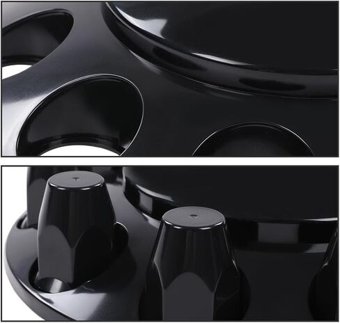 G-plus pair glossy black wheel covers محور محور نصف متوافق مع معظم 10 ثقوب 20 "و 22.5" و 24.5 "عجلات شبه مشتتة مع عجلات دائرة البراغي 11.25" ، أغطية صامدة بلاستيكية ABS 33 مم in Saudi Arabia