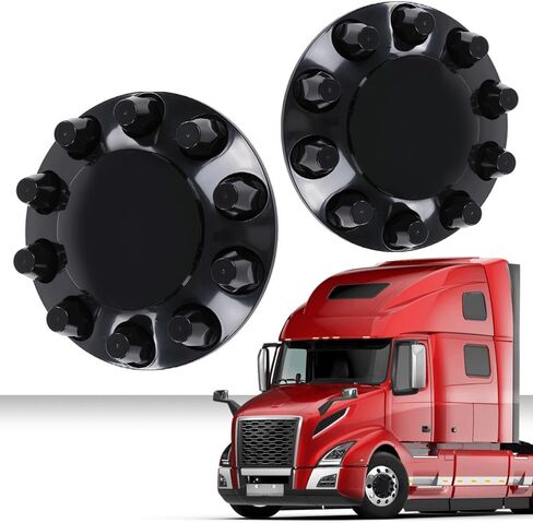 G-plus pair glossy black wheel covers محور محور نصف متوافق مع معظم 10 ثقوب 20 "و 22.5" و 24.5 "عجلات شبه مشتتة مع عجلات دائرة البراغي 11.25" ، أغطية صامدة بلاستيكية ABS 33 مم in Saudi Arabia