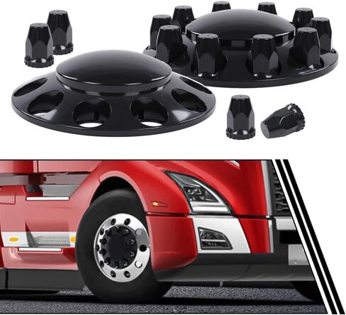 G-plus pair glossy black wheel covers محور محور نصف متوافق مع معظم 10 ثقوب 20 "و 22.5" و 24.5 "عجلات شبه مشتتة مع عجلات دائرة البراغي 11.25" ، أغطية صامدة بلاستيكية ABS 33 مم in Saudi Arabia