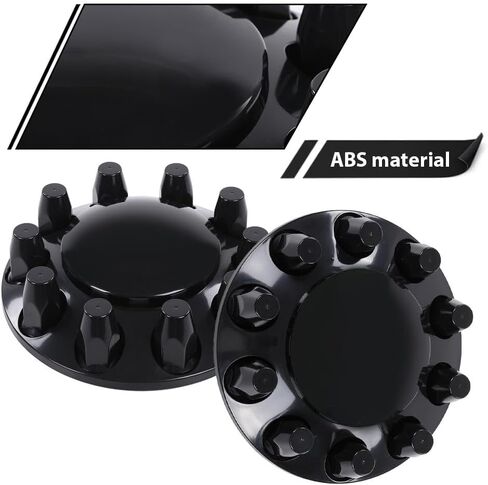 G-plus pair glossy black wheel covers محور محور نصف متوافق مع معظم 10 ثقوب 20 "و 22.5" و 24.5 "عجلات شبه مشتتة مع عجلات دائرة البراغي 11.25" ، أغطية صامدة بلاستيكية ABS 33 مم in Saudi Arabia