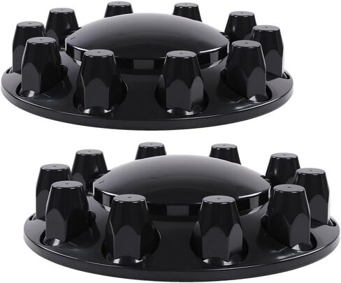 G-plus pair glossy black wheel covers محور محور نصف متوافق مع معظم 10 ثقوب 20 "و 22.5" و 24.5 "عجلات شبه مشتتة مع عجلات دائرة البراغي 11.25" ، أغطية صامدة بلاستيكية ABS 33 مم in Saudi Arabia