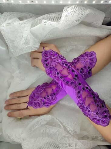 Long Fingerless Costume Gloves for Women Formal 1920s Accessories Stretchy Elbow Lace Satin Opera Gloves in Saudi Arabia