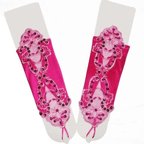 Long Fingerless Costume Gloves for Women Formal 1920s Accessories Stretchy Elbow Lace Satin Opera Gloves in Saudi Arabia
