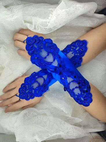 Long Fingerless Costume Gloves for Women Formal 1920s Accessories Stretchy Elbow Lace Satin Opera Gloves in Saudi Arabia