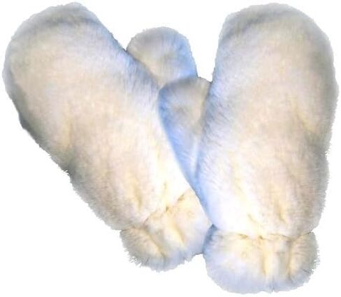 Full Fur White Rex Rabbit Massage Glove Mitten - Four Sided Fur in Saudi Arabia