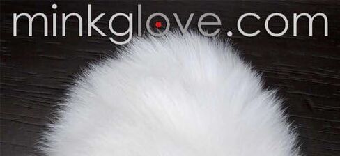 Full Fur White Rex Rabbit Massage Glove Mitten - Four Sided Fur in Saudi Arabia
