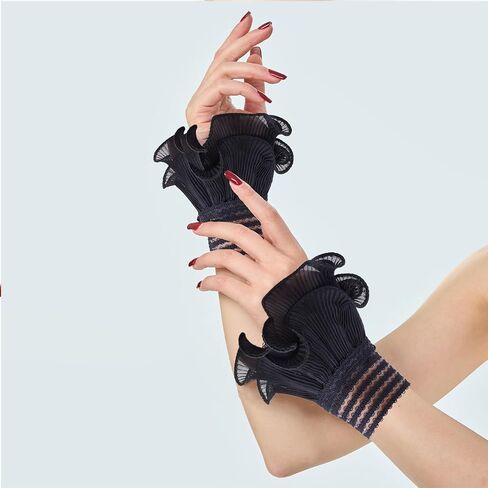 Lace Gloves Wrist Cuffs double layered lace cuffs for Halloween Wedding Tea Party Women Fake Hand Sleeves in Saudi Arabia