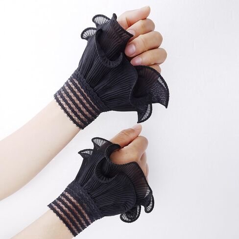 Lace Gloves Wrist Cuffs double layered lace cuffs for Halloween Wedding Tea Party Women Fake Hand Sleeves in Saudi Arabia