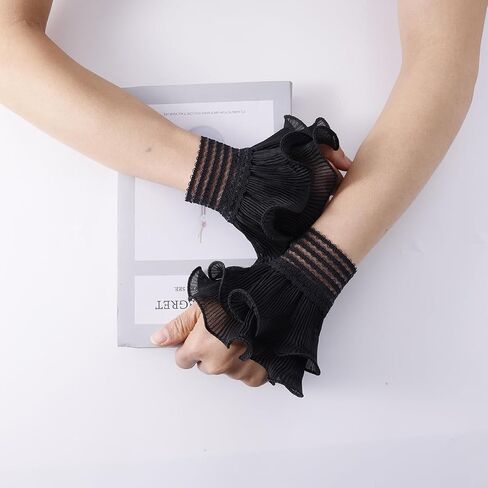 Lace Gloves Wrist Cuffs double layered lace cuffs for Halloween Wedding Tea Party Women Fake Hand Sleeves in Saudi Arabia