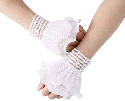 Lace Gloves Wrist Cuffs double layered lace cuffs for Halloween Wedding Tea Party Women Fake Hand Sleeves in Saudi Arabia