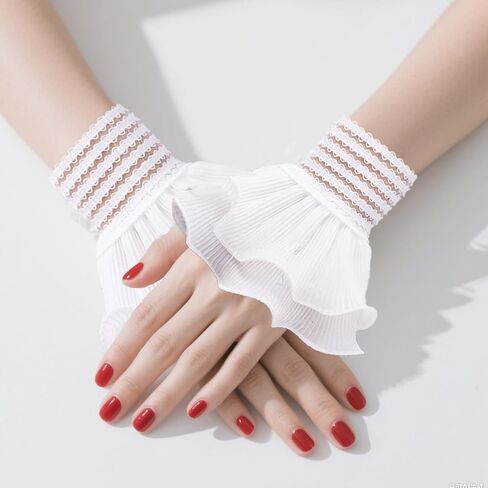 Lace Gloves Wrist Cuffs double layered lace cuffs for Halloween Wedding Tea Party Women Fake Hand Sleeves in Saudi Arabia