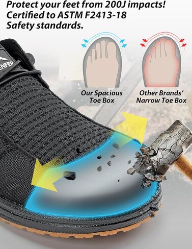 Sosenfer Steel Toe Shoes for Men | Slip Resistant Work Boots with Composite Toe | Lightweight Safety Loafers for Construction & Warehouse | Non-Slip Rubber Outsole in Kuwait