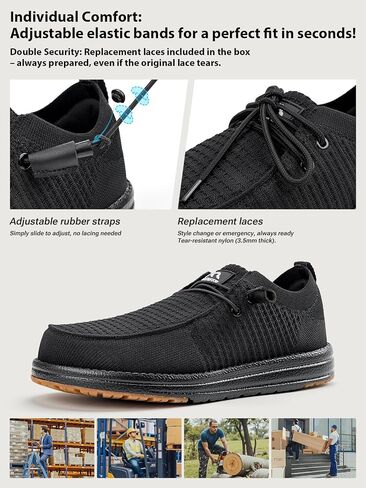 Sosenfer Steel Toe Shoes for Men | Slip Resistant Work Boots with Composite Toe | Lightweight Safety Loafers for Construction & Warehouse | Non-Slip Rubber Outsole in Kuwait
