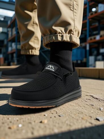 Sosenfer Steel Toe Shoes for Men | Slip Resistant Work Boots with Composite Toe | Lightweight Safety Loafers for Construction & Warehouse | Non-Slip Rubber Outsole in Kuwait