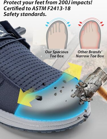 SONSEFREFT الصلب أحذية إصبع القدم للرجال | حذاء العمل المقاوم للانزلاق مع إصبع القدم المركب | متسكعون للسلامة خفيفة الوزن للبناء والمستودعات | نعل المطاط غير القابل للانزلاق in Kuwait