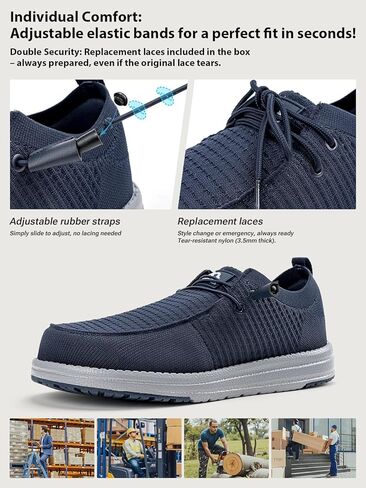 SONSEFREFT الصلب أحذية إصبع القدم للرجال | حذاء العمل المقاوم للانزلاق مع إصبع القدم المركب | متسكعون للسلامة خفيفة الوزن للبناء والمستودعات | نعل المطاط غير القابل للانزلاق in Kuwait