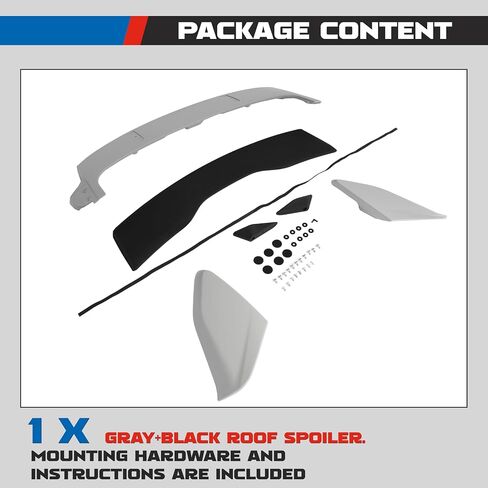KUAFU Roof Spoiler Compatible with 2012-2018 Ford Focus Hatchback Models Rear Wind Spoiler Plastic Gray & Black Painted in Saudi Arabia