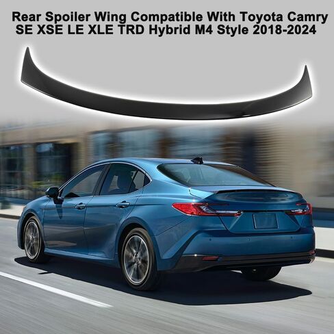 جناح المفسد الخلفي متوافق مع Toyota Camry Se Xse Le Xle TRD Hybrid M4 Style 2018-2024 Trunk Trunk Wing ABS الخلفي in Saudi Arabia