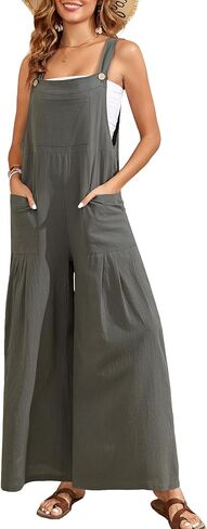 HOTIAN Womens Overalls Jumpsuits Wide Leg Causal Sleeveless Loose Rompers Jumpers in Saudi Arabia