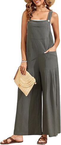 HOTIAN Womens Overalls Jumpsuits Wide Leg Causal Sleeveless Loose Rompers Jumpers in Saudi Arabia