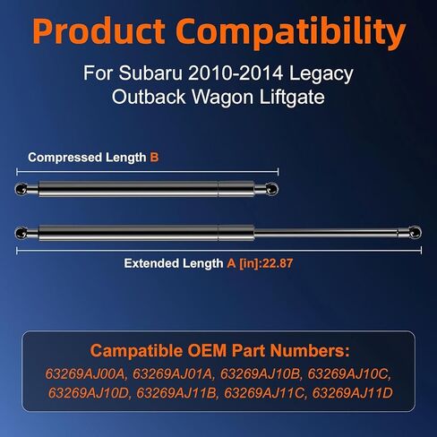 Qty (2) 63269AJ10C Replacemnet Liftgate Lift Support 𝐖𝐢𝐭𝐡 𝐁𝐫𝐚𝐜𝐤𝐞𝐭 for Subaru Legacy Outback Wagon 2010 2011 2012 2013 2014, Tailgate Rear Hatch Trunk Shock Strut in Saudi Arabia