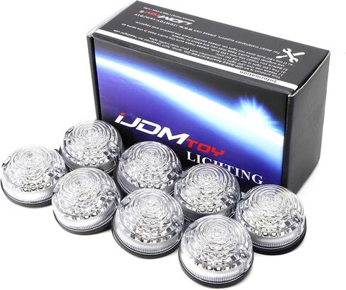 iJDMTOY 8pc Clear Lens Full LED Upgrade Kit Compatible with Land Rover Defender Series 2 3 (Fit Front & Rear Turn Signal, Parking Driving & Brake Tail Light Assembiles) in Saudi Arabia