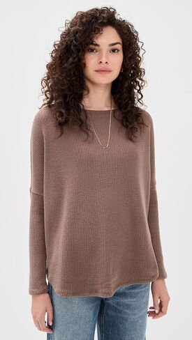 Free People Women's Latte Blues Thermal Shirt in Saudi Arabia