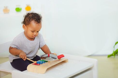 PlanToys Musical Band Toddler Drum Set Sustainably-Made with 2 Different-Sized Drums, Pair of Rubber-Coated Drumsticks, Cymbal, and Guiro to Explore Creativity in Saudi Arabia