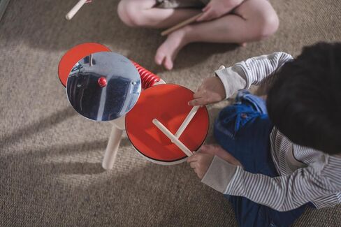 PlanToys Musical Band Toddler Drum Set Sustainably-Made with 2 Different-Sized Drums, Pair of Rubber-Coated Drumsticks, Cymbal, and Guiro to Explore Creativity in Saudi Arabia