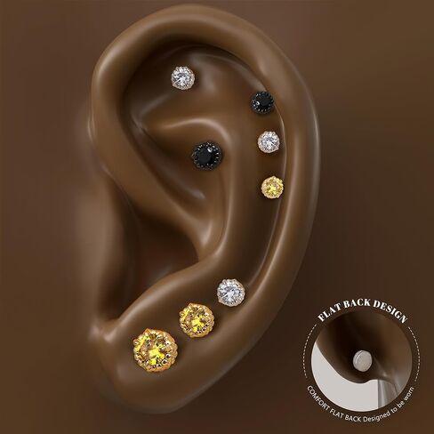 Magnetic Earrings for Men Women - 5A Shiny CZ Dragon Claw Punk Hypoallergenic Stainless Steel Non Piercing Clip on Fake Earrings Studs Gold Silver Black 5/6.5/8MM Not Easy to Fall in Saudi Arabia