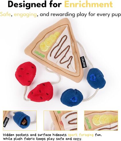 Stuffless Dog Toy, Plush Puppy Squeaky Toy with Bear Design for Foraging Snuggling Fetch Retrieve, No Stuffing Crinkle Snuffle Puzzle Chew Toy for Small Medium and Large Dogs in Kuwait
