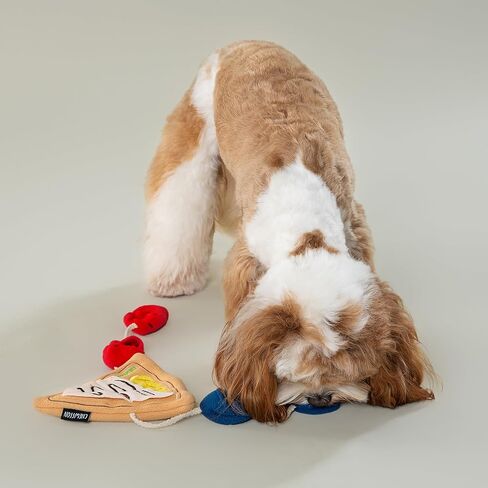Stuffless Dog Toy, Plush Puppy Squeaky Toy with Bear Design for Foraging Snuggling Fetch Retrieve, No Stuffing Crinkle Snuffle Puzzle Chew Toy for Small Medium and Large Dogs in Kuwait