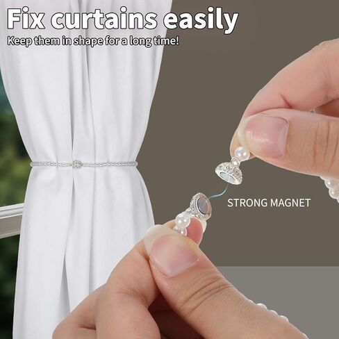 2PACK الستار المغنطيسي Tiebacks القوس لؤلؤة الستار مقاطع Holdback Stretains عالية الستائر مرنة المشبك مقاطع الأنيقة الأنيقة الستائر لؤلؤة أبيض لزخرفة نافذة المكتب المنزلي in Kuwait