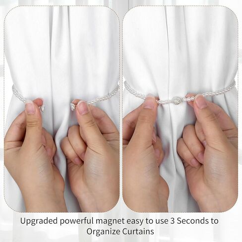2PACK الستار المغنطيسي Tiebacks القوس لؤلؤة الستار مقاطع Holdback Stretains عالية الستائر مرنة المشبك مقاطع الأنيقة الأنيقة الستائر لؤلؤة أبيض لزخرفة نافذة المكتب المنزلي in Kuwait