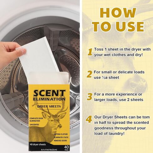 4 عبوات من أوراق تجفيف إزالة الرائحة للصيد، 160 ورقة من أوراق مجفف الصيد، أوراق تجفيف خالية من الروائح، أوراق منعم الأقمشة للصيادين، غطاء رائحة للأقمشة، ملابس صيد الغزلان in Kuwait